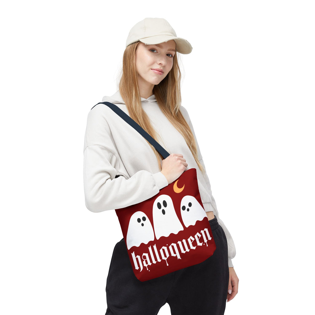 Halloween Tote Bag - "Halloqueen" & "Here for the Boos" Spooky Season All-Over Print