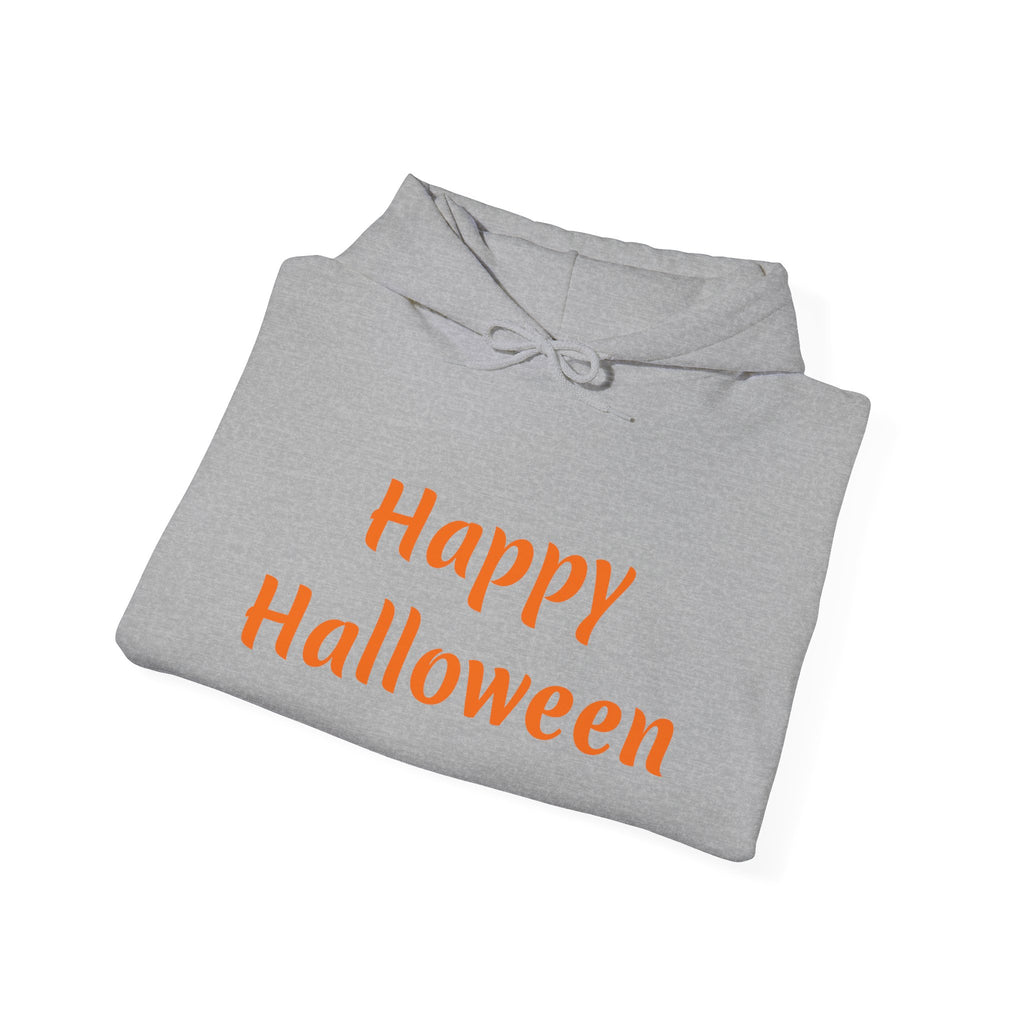 Halloween Hoodie — "Happy Halloween" & "Trick or Treat Give Me Something Good to Eat" Pumpkin & Ghost Sleeve Sweatshirt