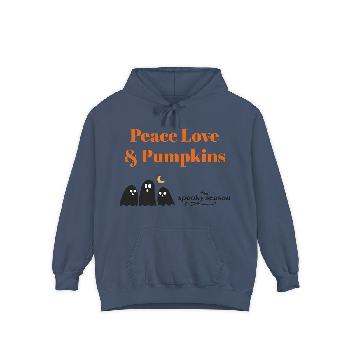 Halloween Hoodie — "Peace Love & Pumpkins" Ghosts Spooky Season Pullover