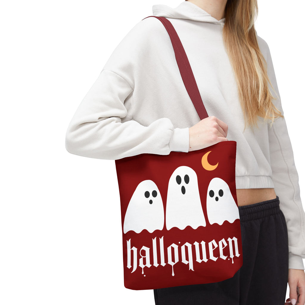 Halloween Tote Bag - "Halloqueen" & "Here for the Boos" Spooky Season All-Over Print