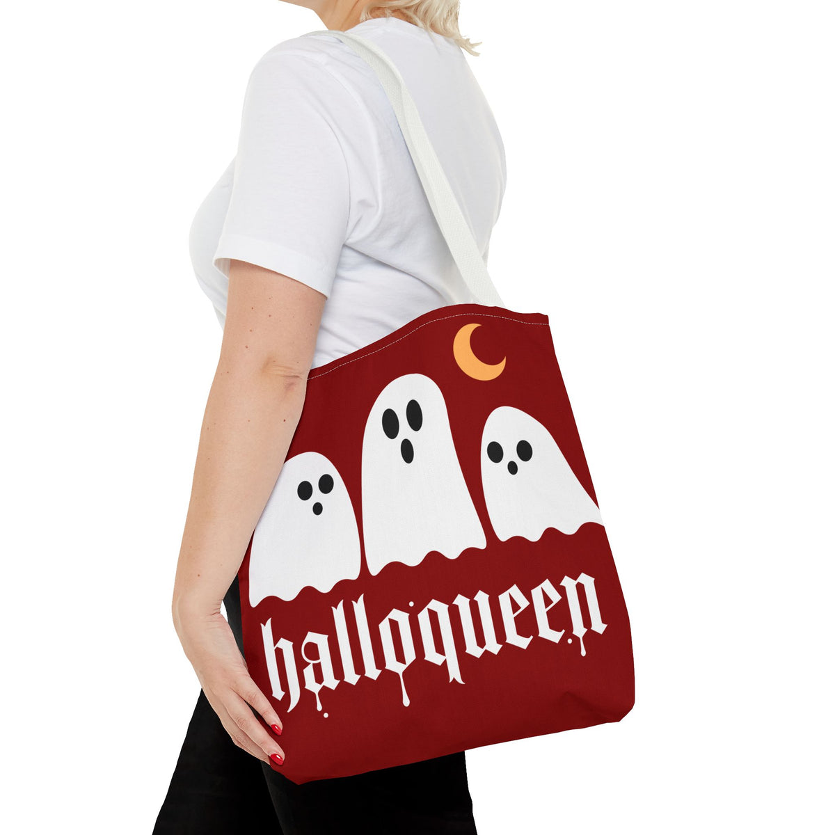 Halloween Tote Bag - "Halloqueen" & "Here for the Boos" Spooky Season All-Over Print