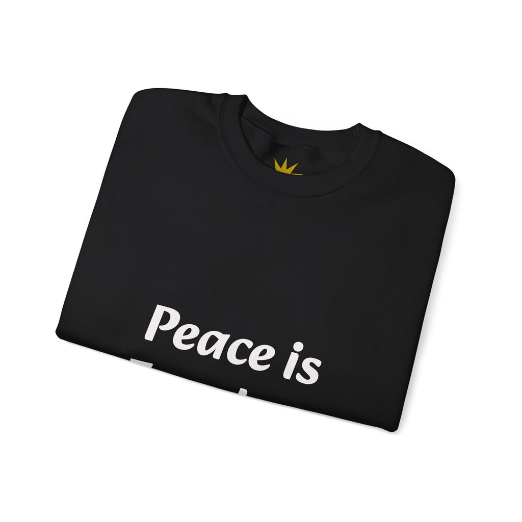 Peace Is Freedom Crewneck Sweatshirt — "Love Always Wins" Heart Sleeve Pullover