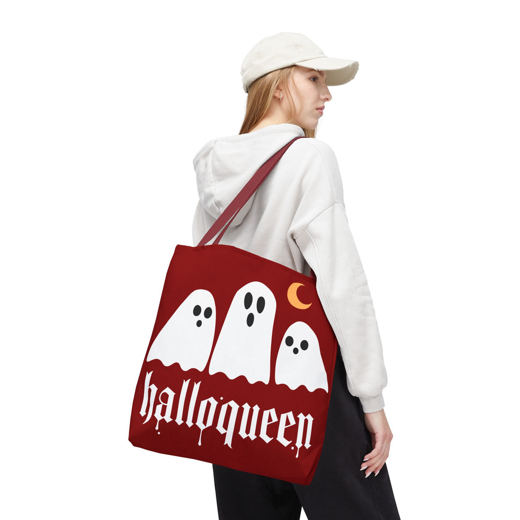 Halloween Tote Bag - "Halloqueen" & "Here for the Boos" Spooky Season All-Over Print