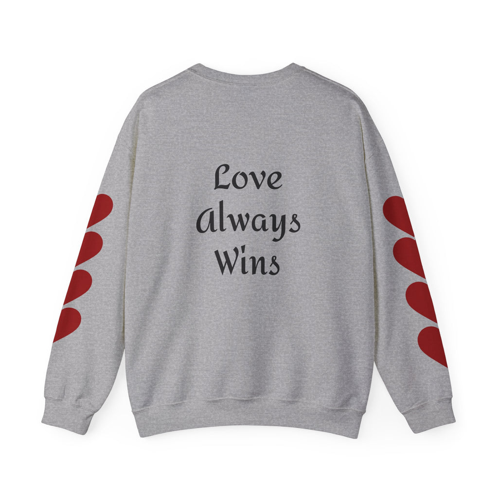 Crewneck Sweatshirt — "Peace is Freedom / Love Always Wins" Inspirational Heart Sleeve Pullover