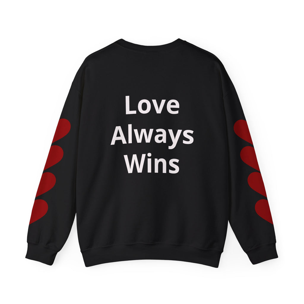 Peace Is Freedom Crewneck Sweatshirt — "Love Always Wins" Heart Sleeve Pullover