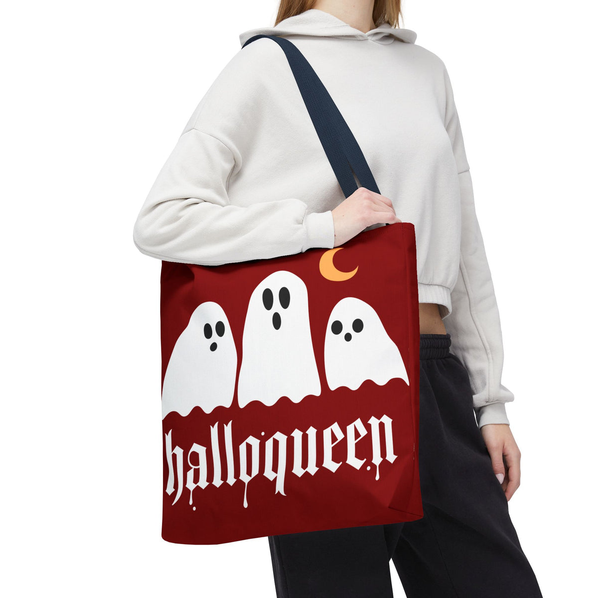 Halloween Tote Bag - "Halloqueen" & "Here for the Boos" Spooky Season All-Over Print