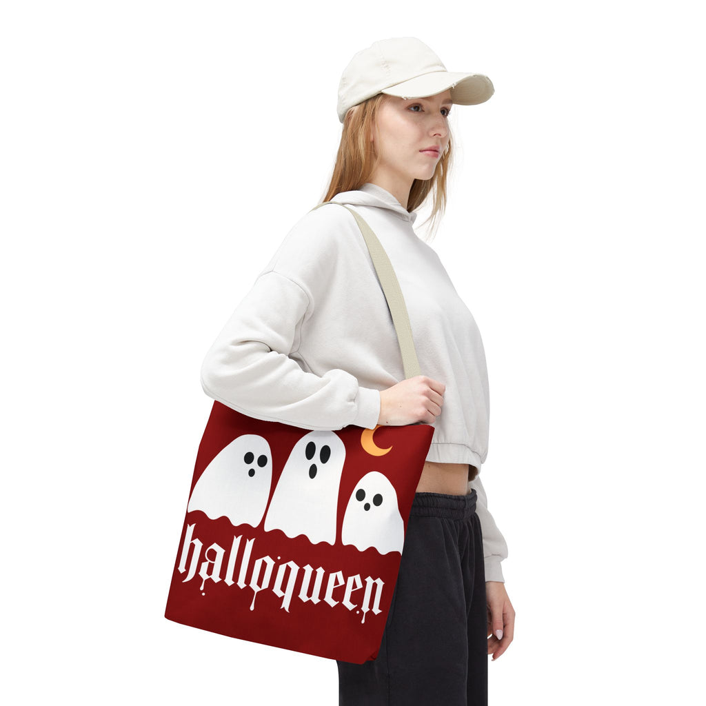 Halloween Tote Bag - "Halloqueen" & "Here for the Boos" Spooky Season All-Over Print