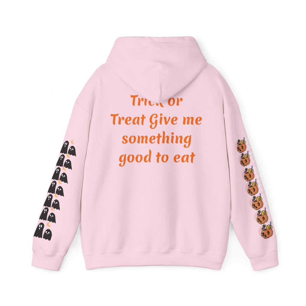 Copy of Halloween Hoodie — "Happy Halloween" & "Trick or Treat Give Me Something Good to Eat" Pumpkin & Ghost Sleeve Sweatshirt