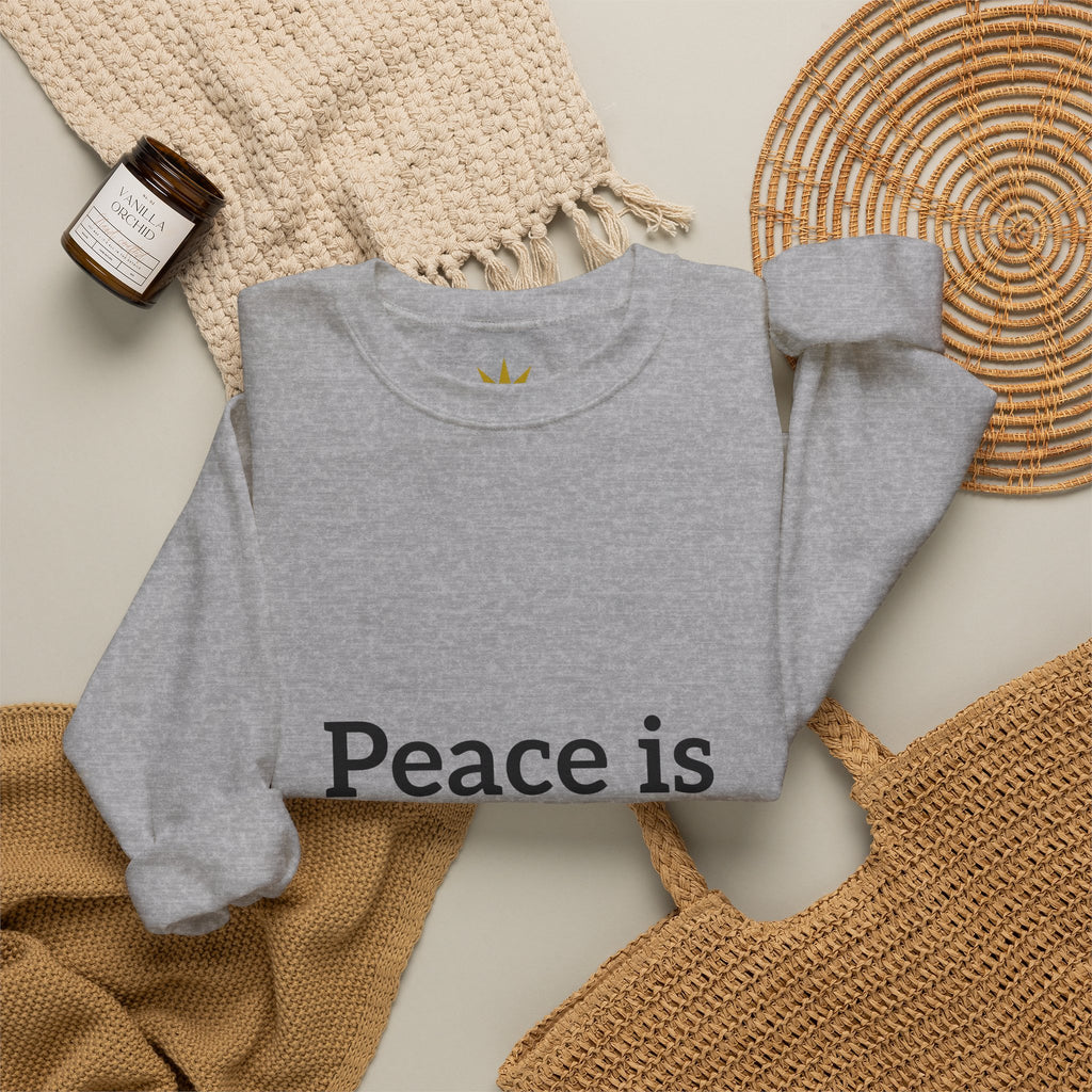 Crewneck Sweatshirt — "Peace is Freedom / Love Always Wins" Inspirational Heart Sleeve Pullover