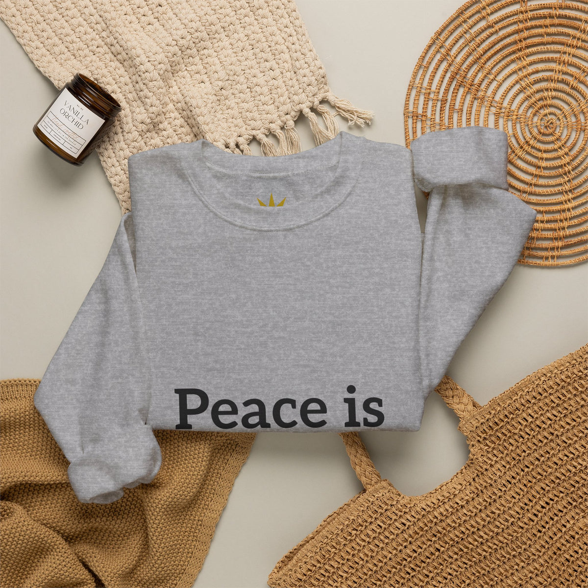 Crewneck Sweatshirt — "Peace is Freedom / Love Always Wins" Inspirational Heart Sleeve Pullover