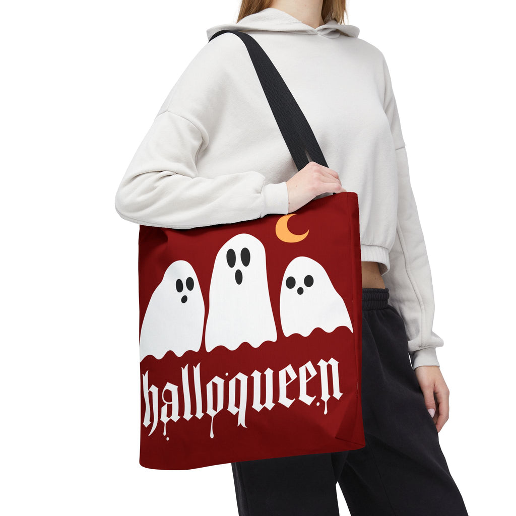 Halloween Tote Bag - "Halloqueen" & "Here for the Boos" Spooky Season All-Over Print