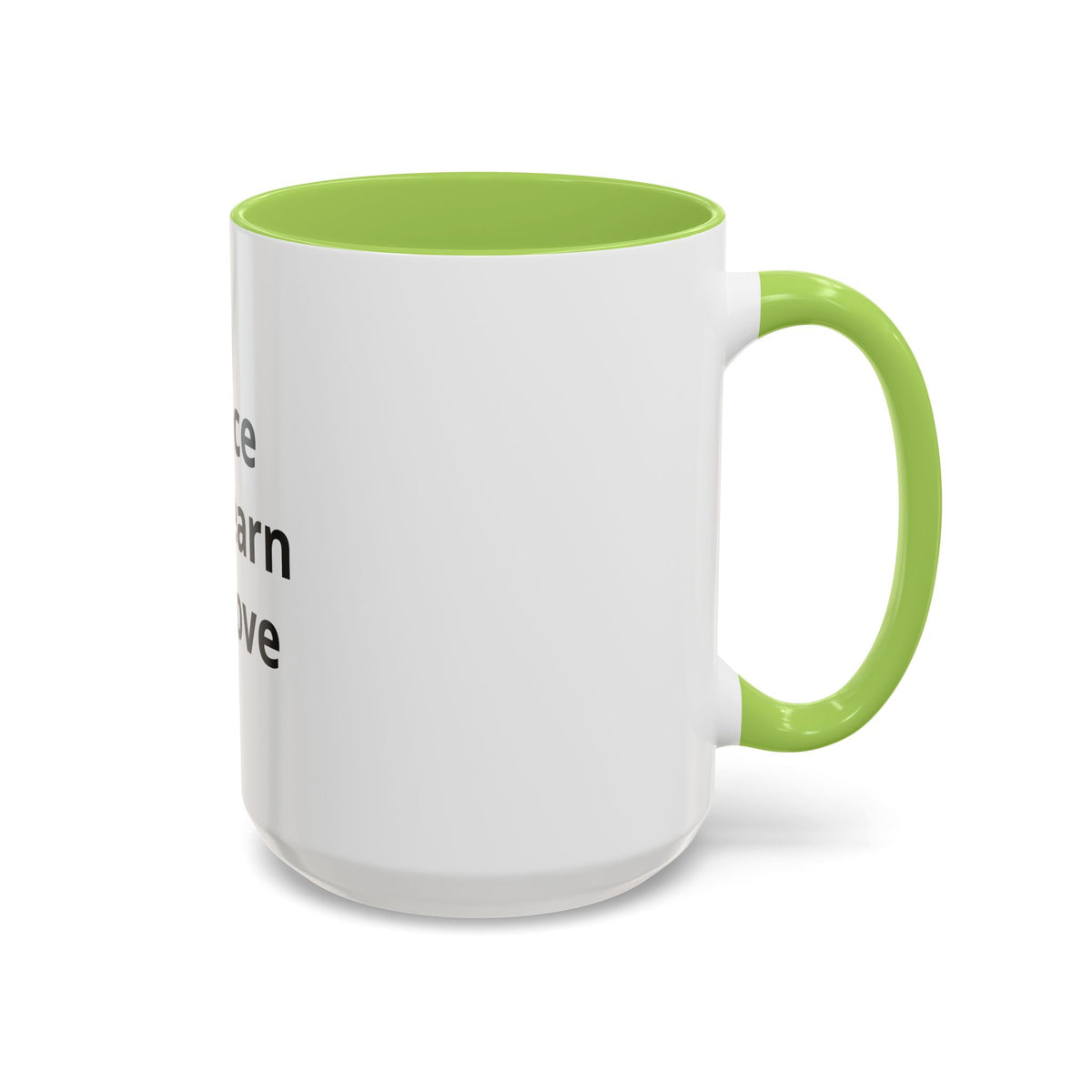Peace We Learn We Love Accent Coffee Mug – Inspirational Morning Tea Cup