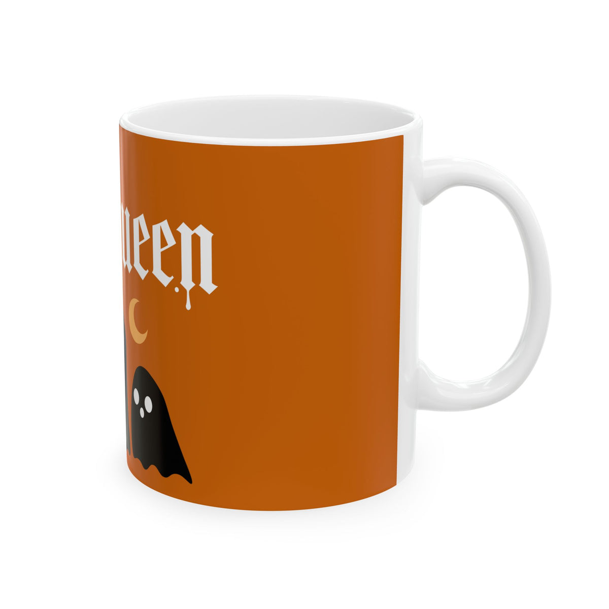 Halloween Ghosts Ceramic Mug — Orange 'Halloqueen' 11oz & 15oz