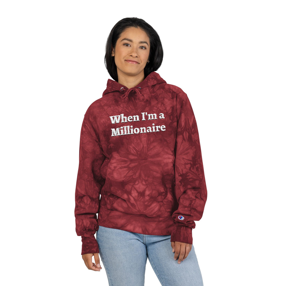 Tie-Dye Hoodie — "When I'm a Millionaire" Embroidered Streetwear