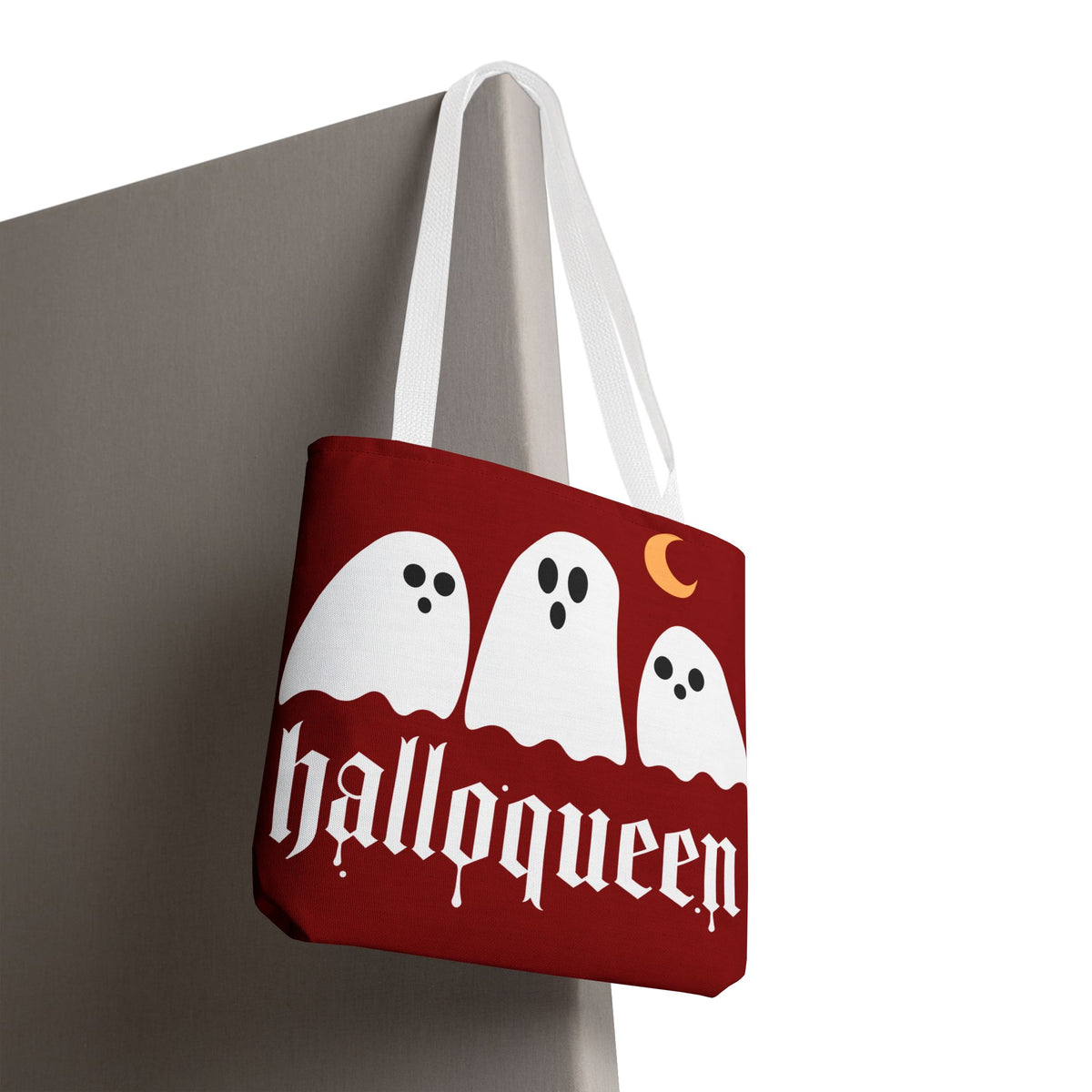 Halloween Tote Bag - "Halloqueen" & "Here for the Boos" Spooky Season All-Over Print