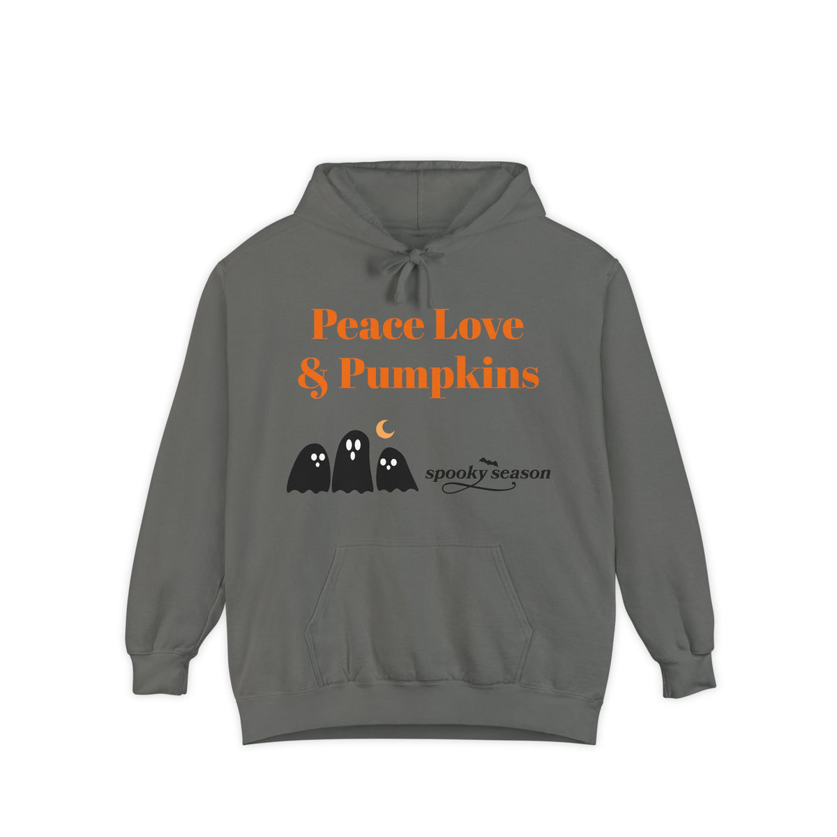 Halloween Hoodie — "Peace Love & Pumpkins" Ghosts Spooky Season Pullover