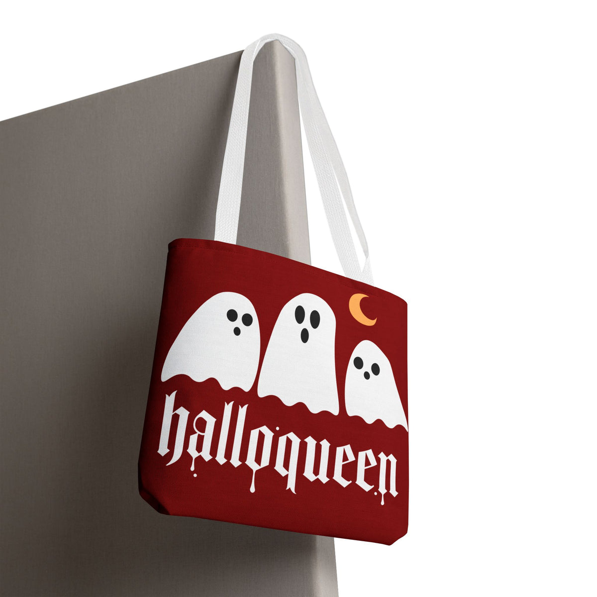 Halloween Tote Bag - "Halloqueen" & "Here for the Boos" Spooky Season All-Over Print