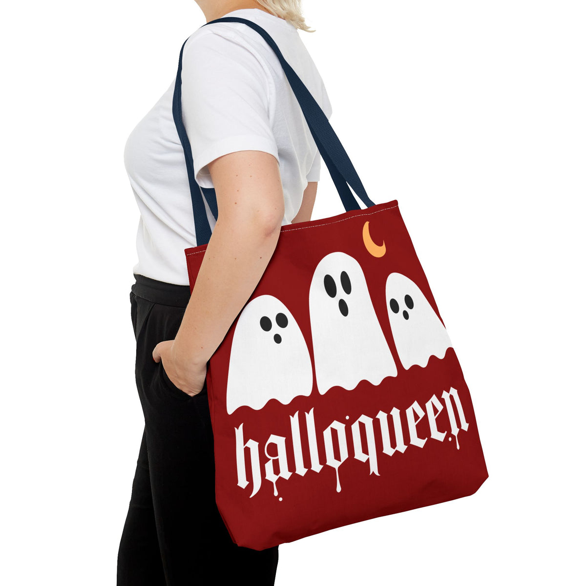 Halloween Tote Bag - "Halloqueen" & "Here for the Boos" Spooky Season All-Over Print