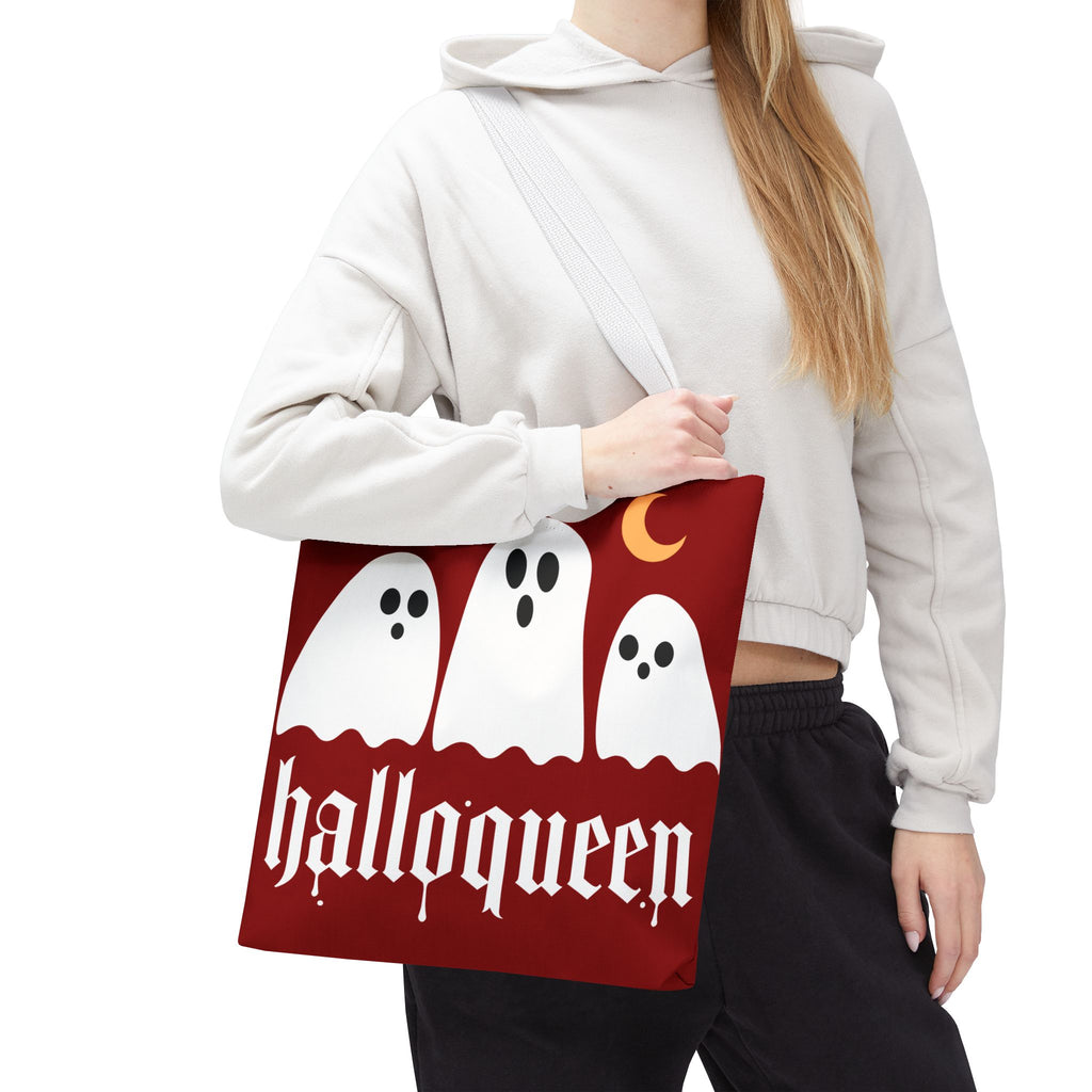 Halloween Tote Bag - "Halloqueen" & "Here for the Boos" Spooky Season All-Over Print