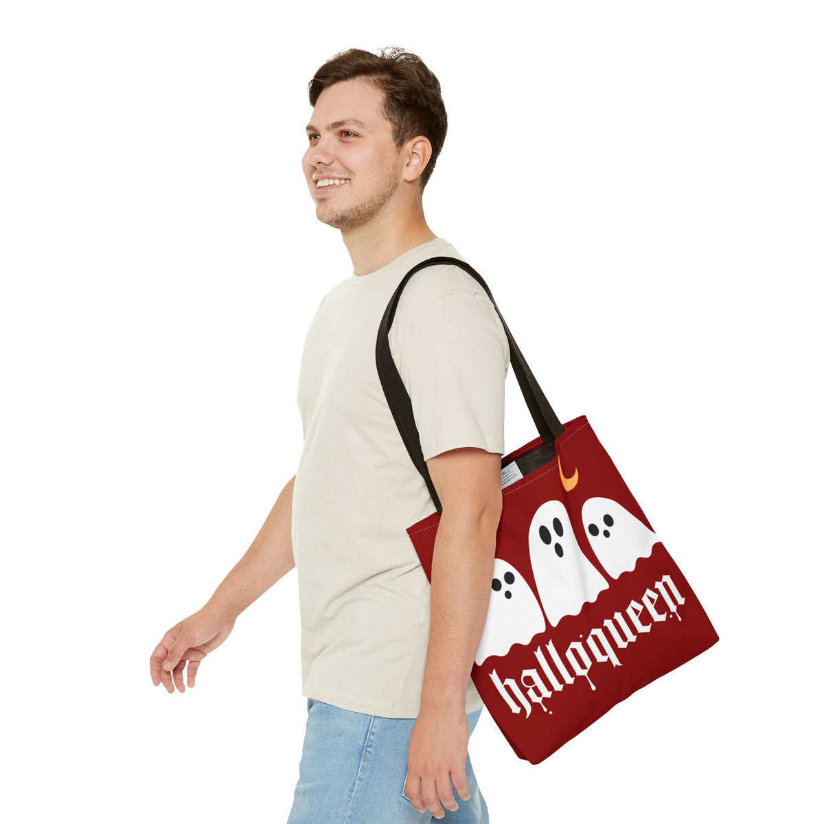 Halloween Tote Bag - "Halloqueen" & "Here for the Boos" Spooky Season All-Over Print