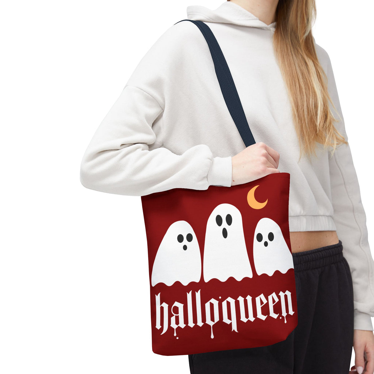 Halloween Tote Bag - "Halloqueen" & "Here for the Boos" Spooky Season All-Over Print