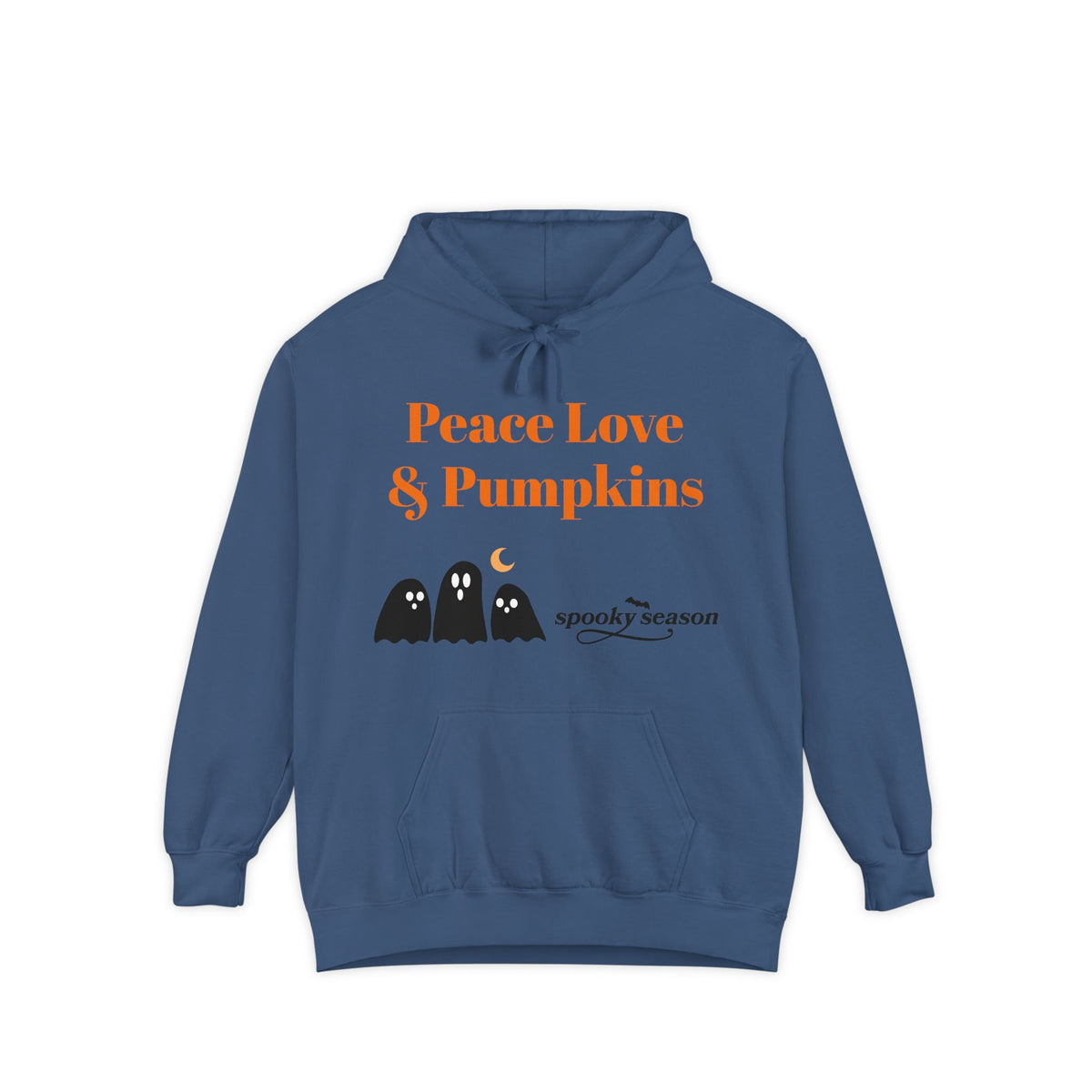 Halloween Hoodie — "Peace Love & Pumpkins" Ghosts Spooky Season Pullover