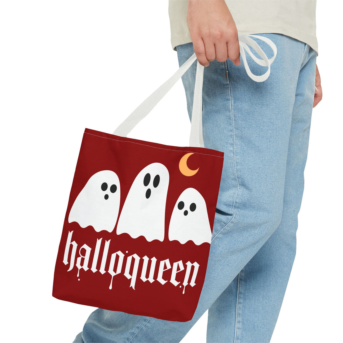 Halloween Tote Bag - "Halloqueen" & "Here for the Boos" Spooky Season All-Over Print