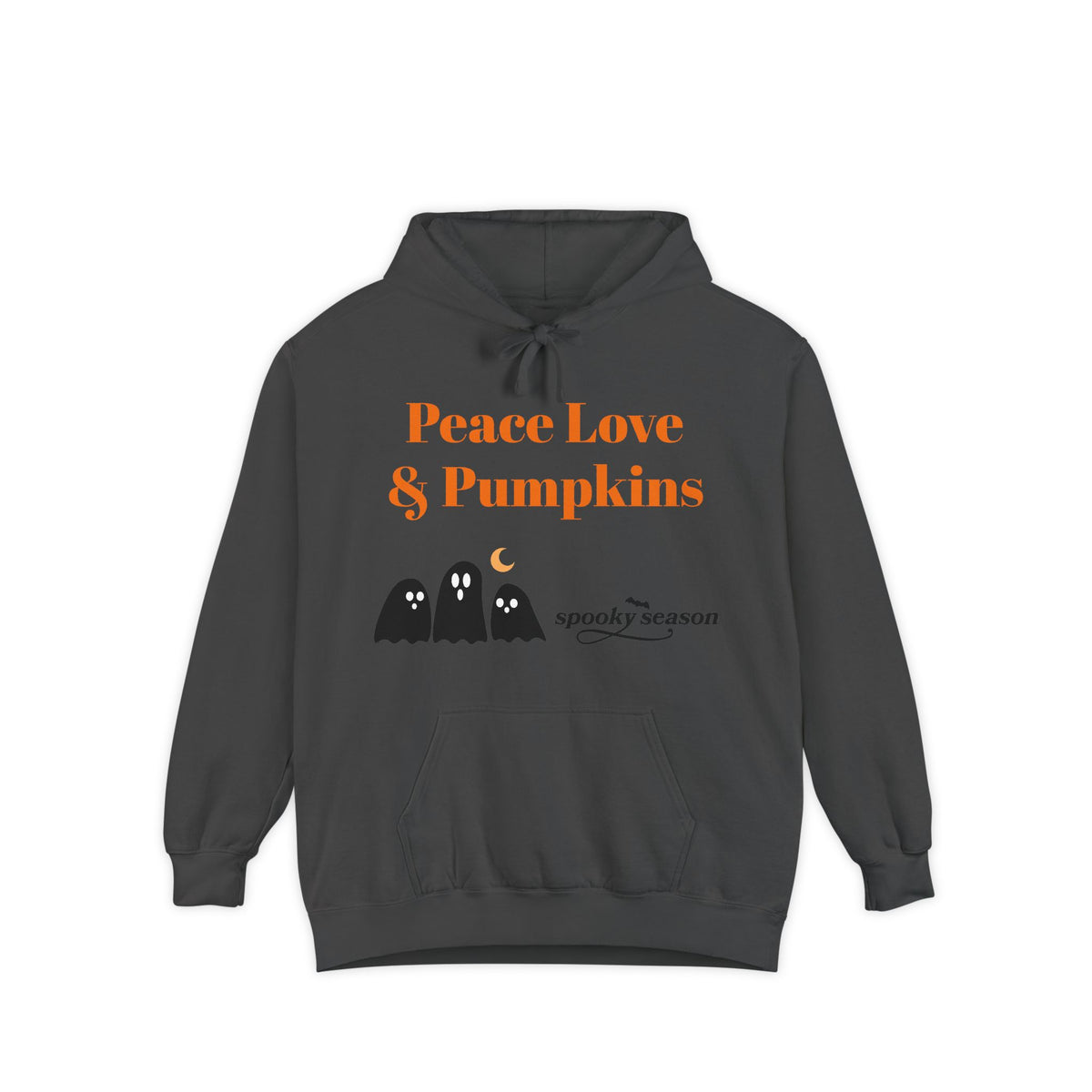 Halloween Hoodie — "Peace Love & Pumpkins" Ghosts Spooky Season Pullover