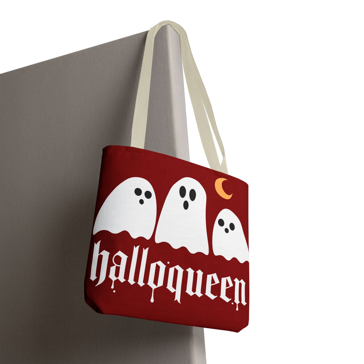 Halloween Tote Bag - "Halloqueen" & "Here for the Boos" Spooky Season All-Over Print