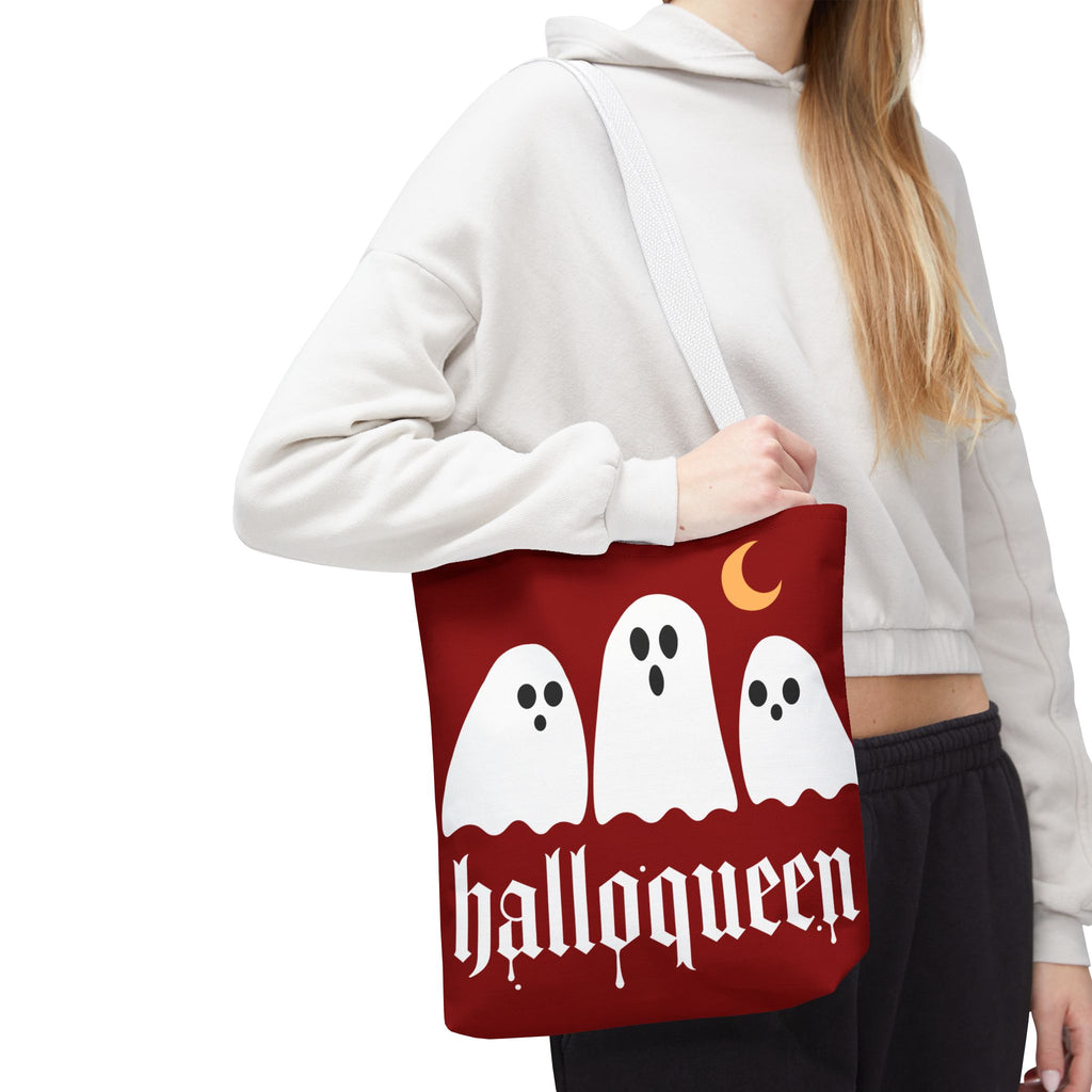 Halloween Tote Bag - "Halloqueen" & "Here for the Boos" Spooky Season All-Over Print