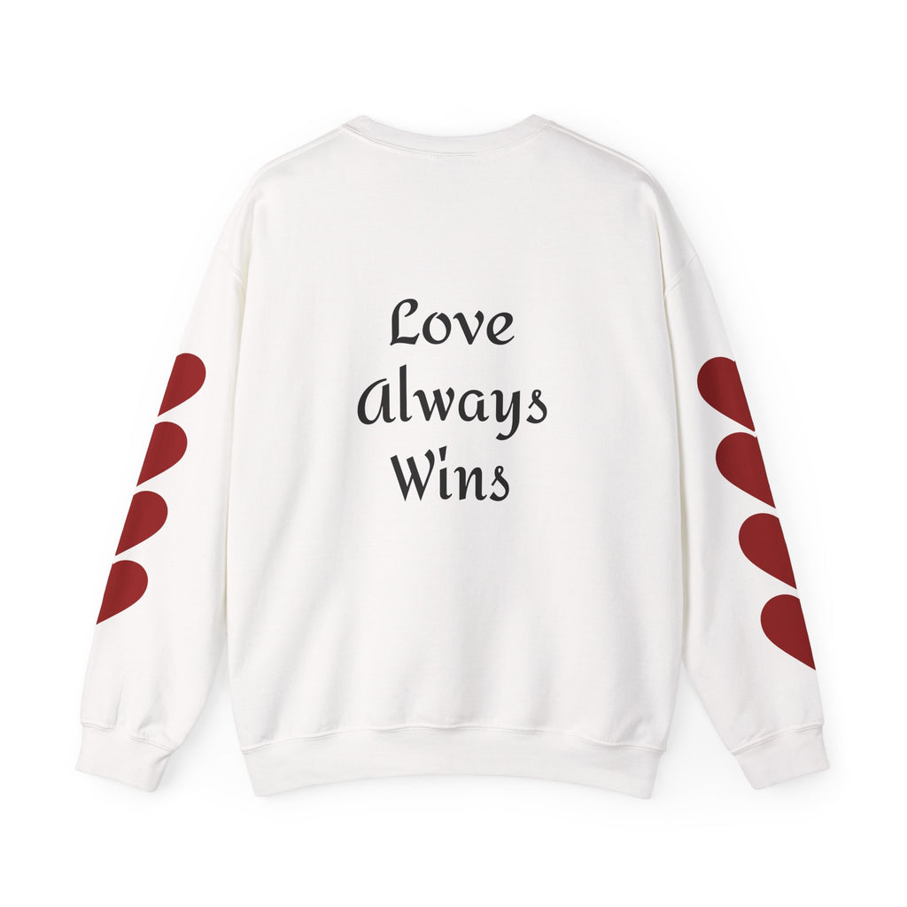 Crewneck Sweatshirt — "Peace is Freedom / Love Always Wins" Inspirational Heart Sleeve Pullover