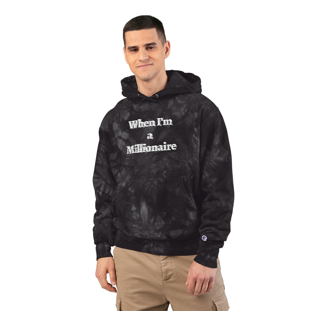 Tie-Dye Hoodie — "When I'm a Millionaire" Embroidered Streetwear