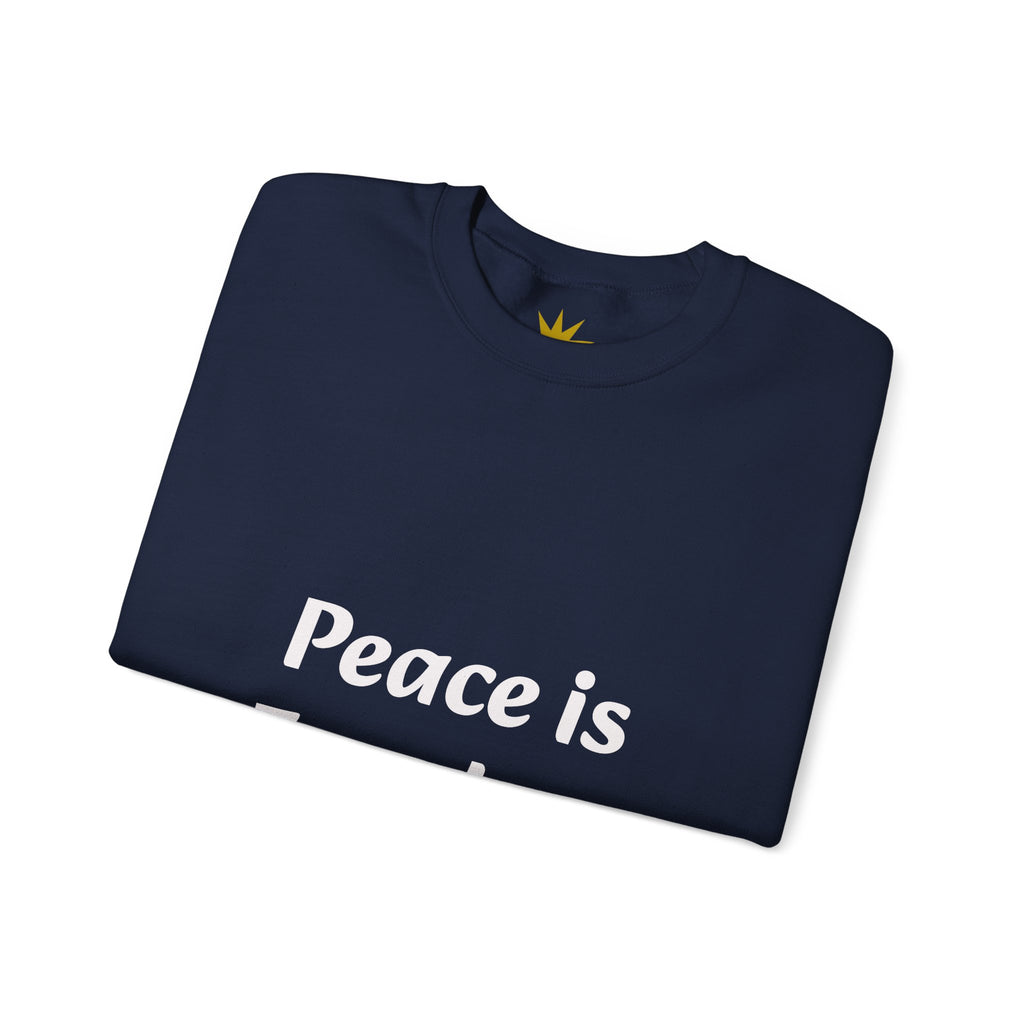 Peace Is Freedom Crewneck Sweatshirt — "Love Always Wins" Heart Sleeve Pullover