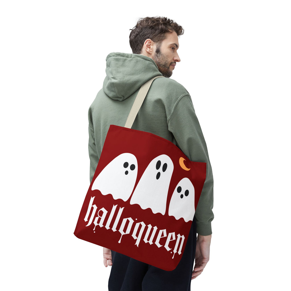 Halloween Tote Bag - "Halloqueen" & "Here for the Boos" Spooky Season All-Over Print