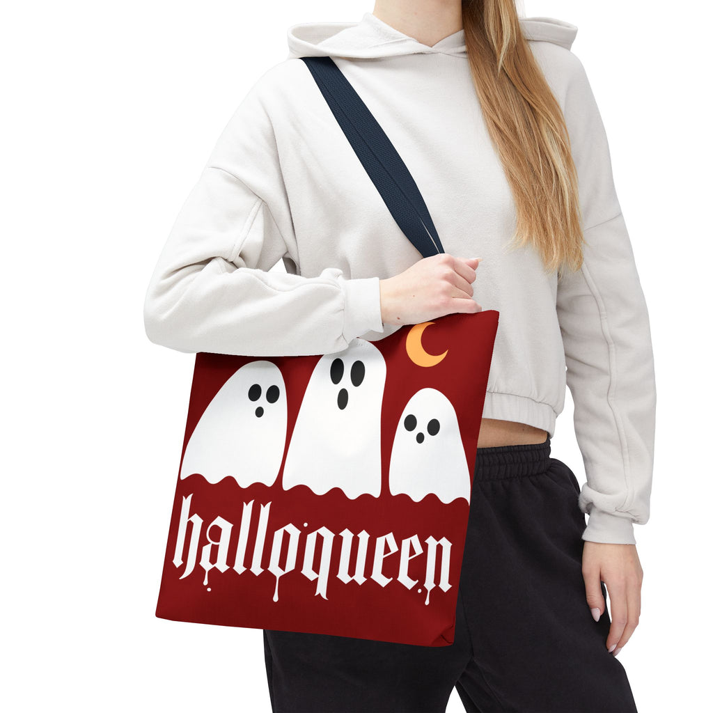 Halloween Tote Bag - "Halloqueen" & "Here for the Boos" Spooky Season All-Over Print