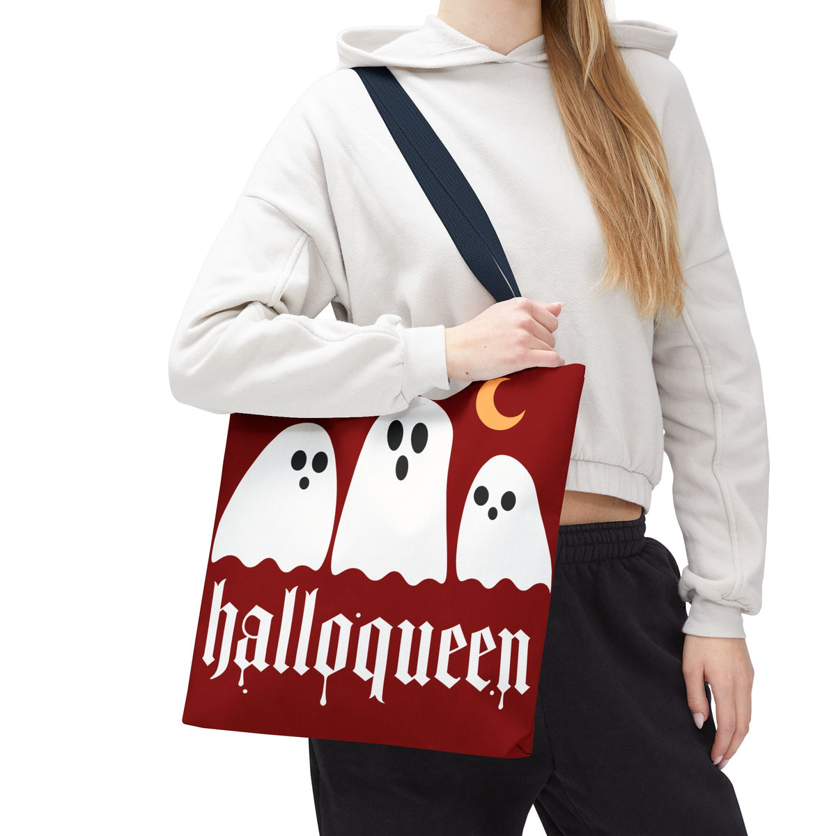 Halloween Tote Bag - "Halloqueen" & "Here for the Boos" Spooky Season All-Over Print