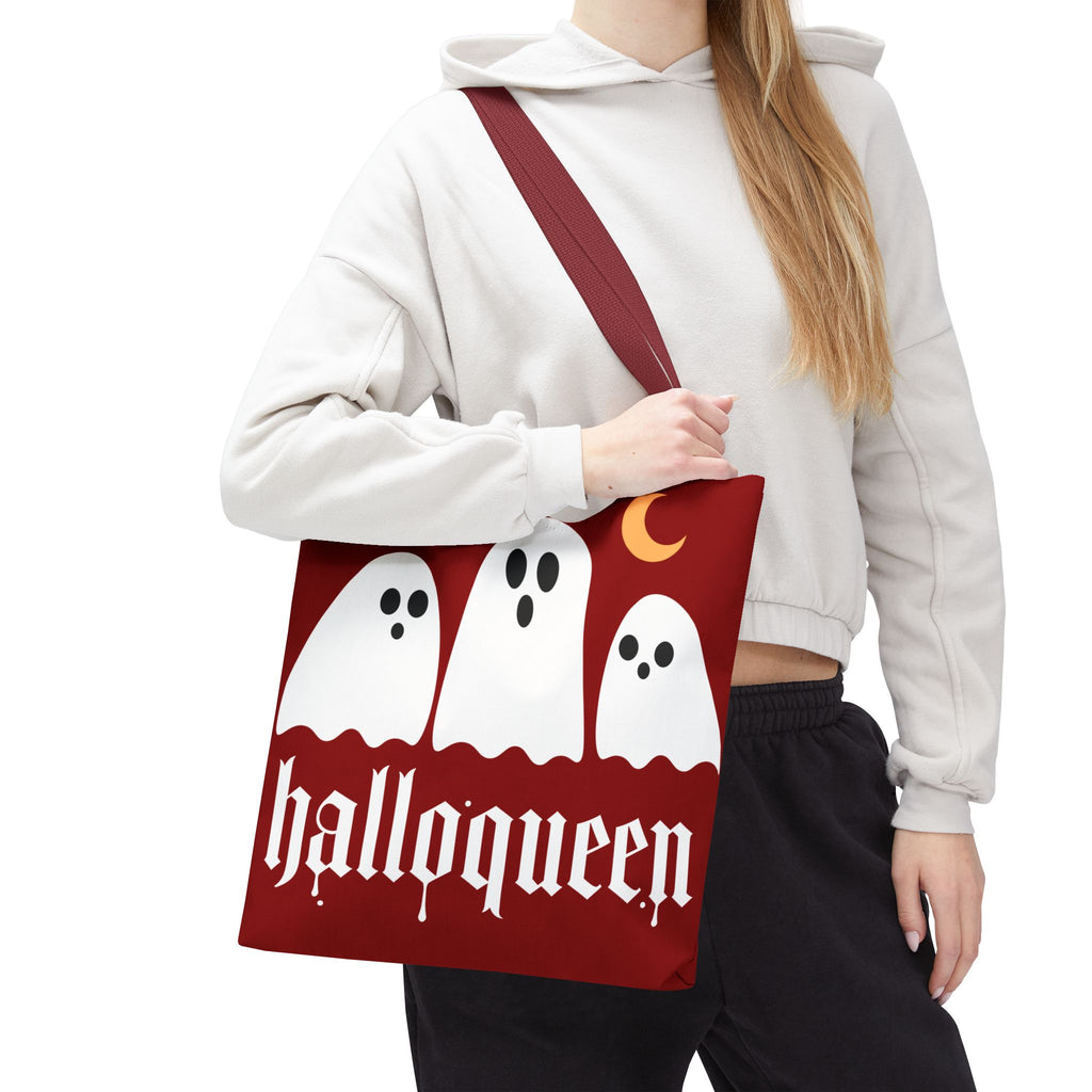 Halloween Tote Bag - "Halloqueen" & "Here for the Boos" Spooky Season All-Over Print