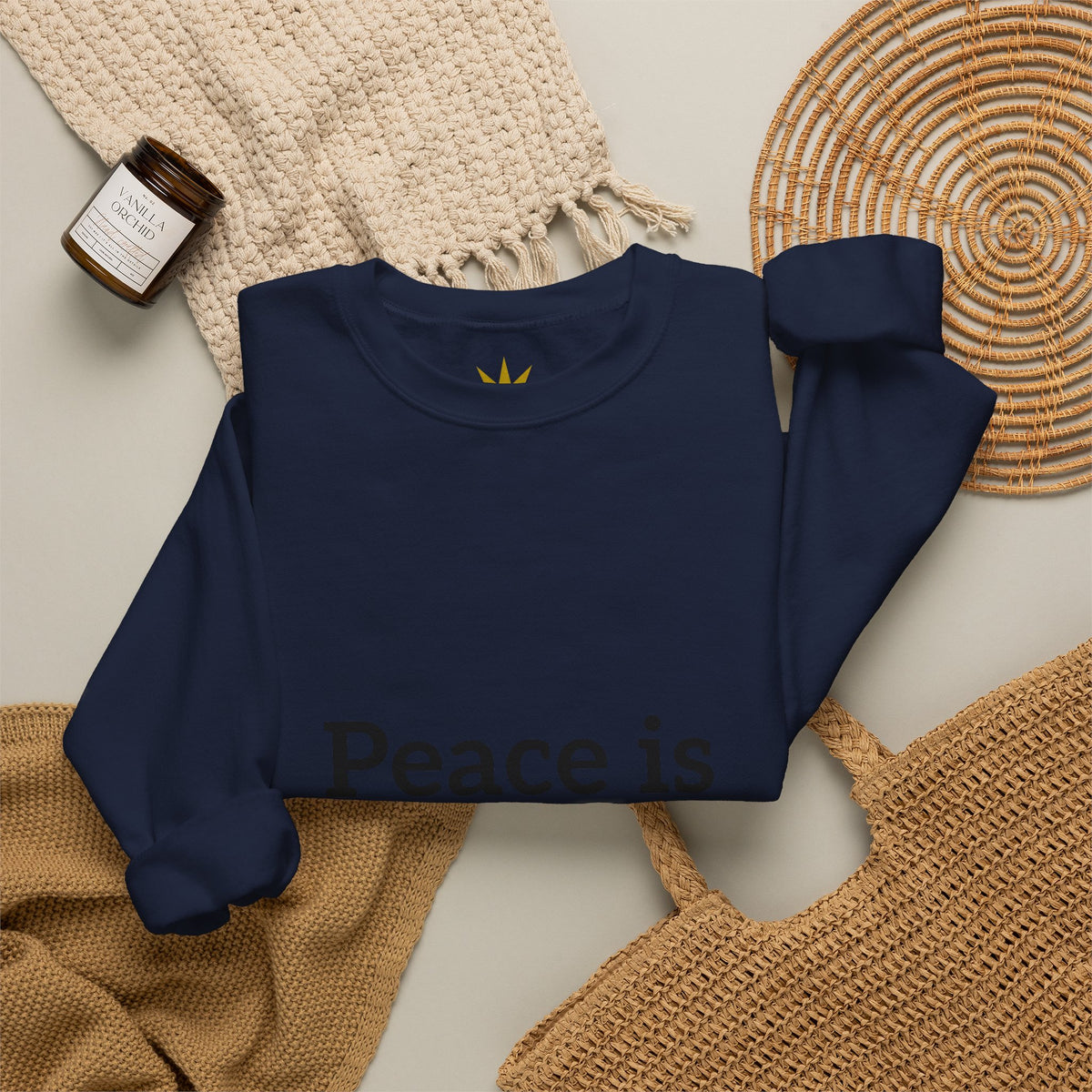 Crewneck Sweatshirt — "Peace is Freedom / Love Always Wins" Inspirational Heart Sleeve Pullover