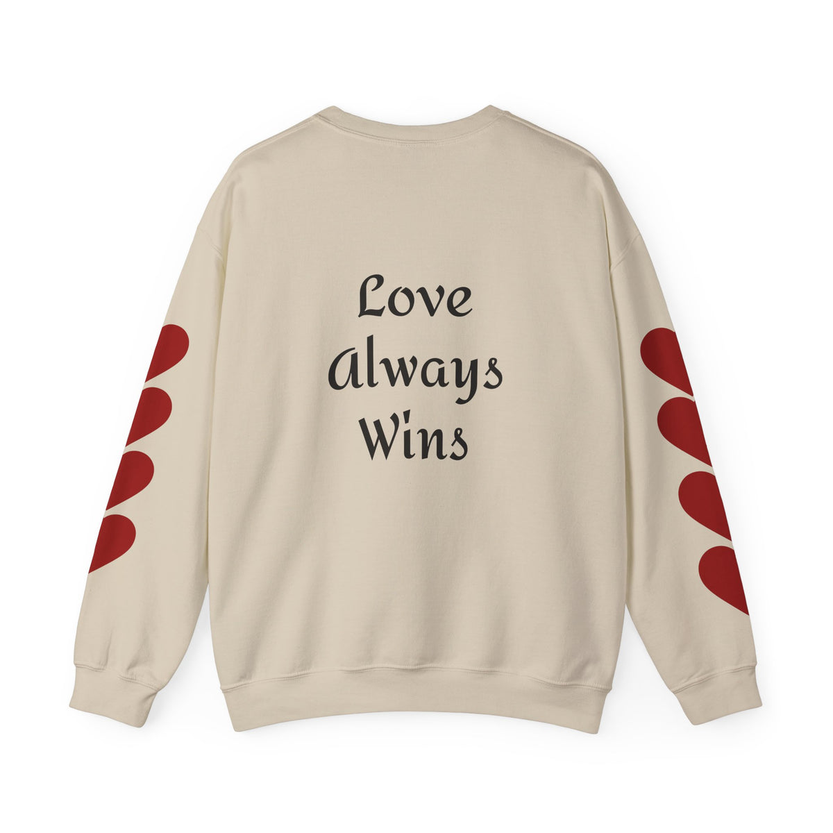 Crewneck Sweatshirt — "Peace is Freedom / Love Always Wins" Inspirational Heart Sleeve Pullover