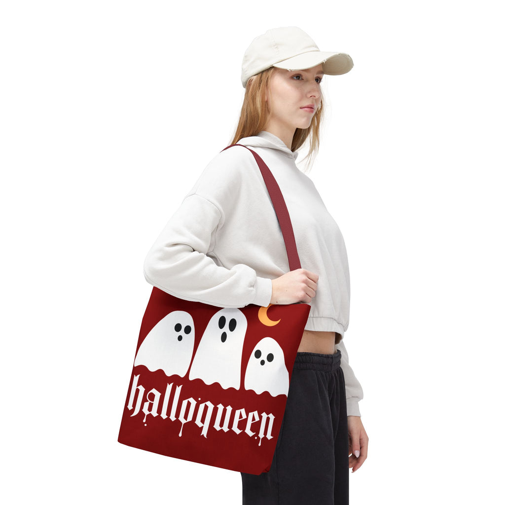 Halloween Tote Bag - "Halloqueen" & "Here for the Boos" Spooky Season All-Over Print