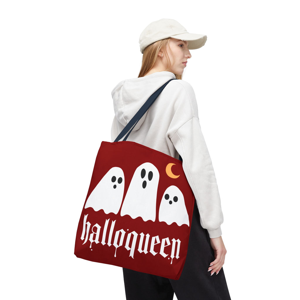 Halloween Tote Bag - "Halloqueen" & "Here for the Boos" Spooky Season All-Over Print