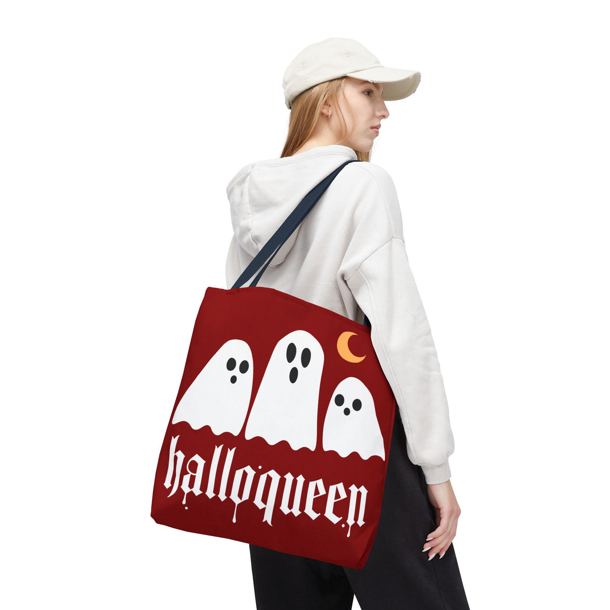 Halloween Tote Bag - "Halloqueen" & "Here for the Boos" Spooky Season All-Over Print