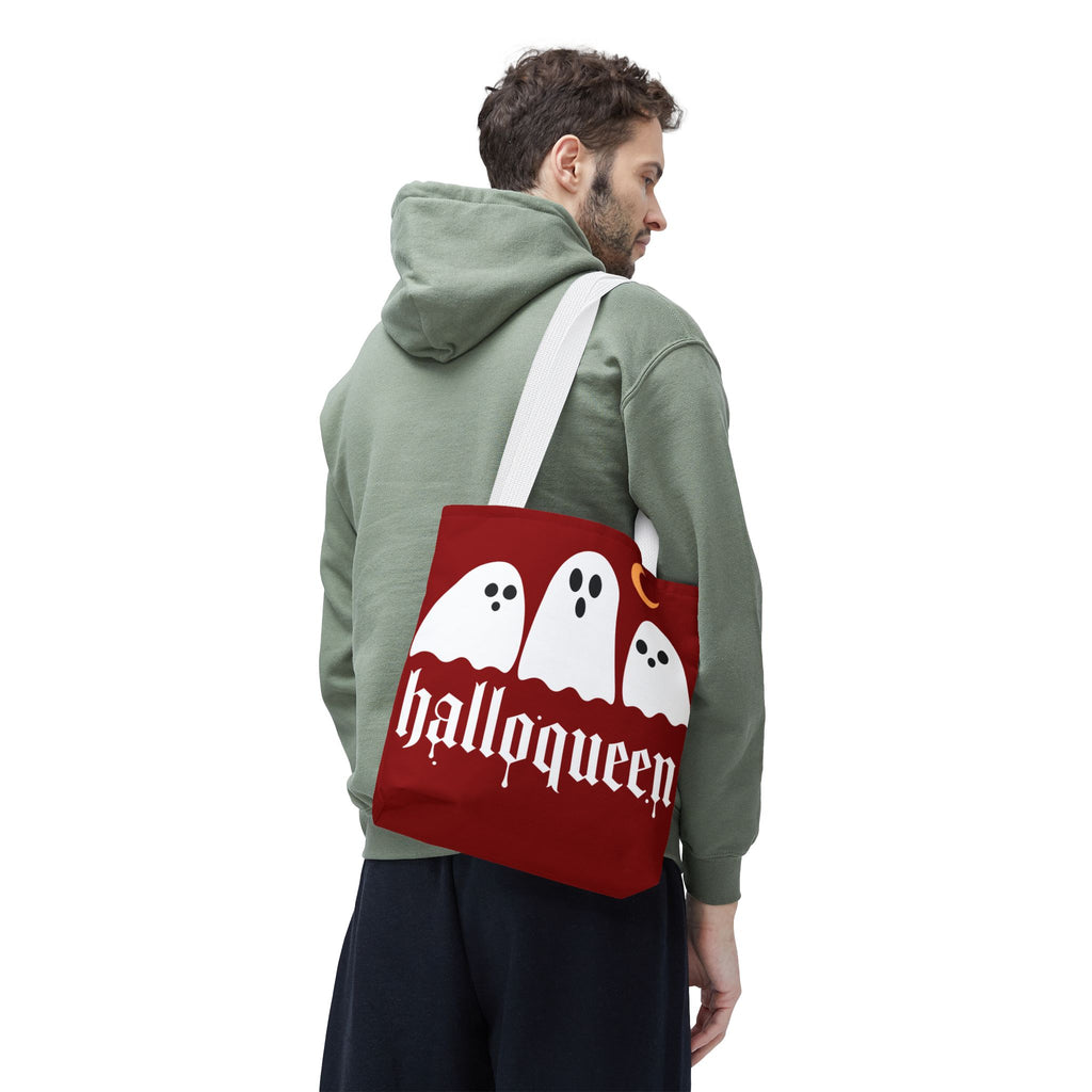 Halloween Tote Bag - "Halloqueen" & "Here for the Boos" Spooky Season All-Over Print