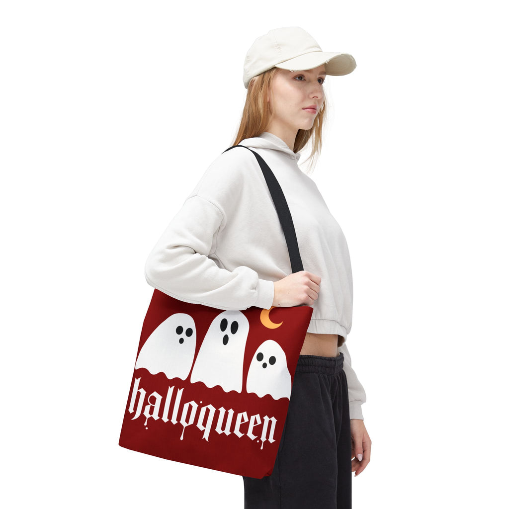 Halloween Tote Bag - "Halloqueen" & "Here for the Boos" Spooky Season All-Over Print