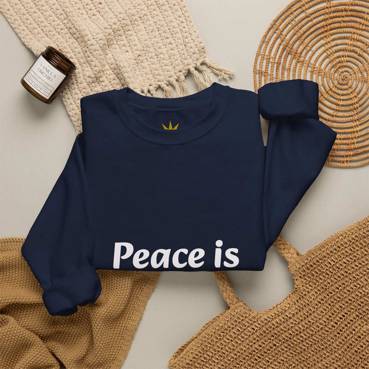 Peace Is Freedom Crewneck Sweatshirt — "Love Always Wins" Heart Sleeve Pullover