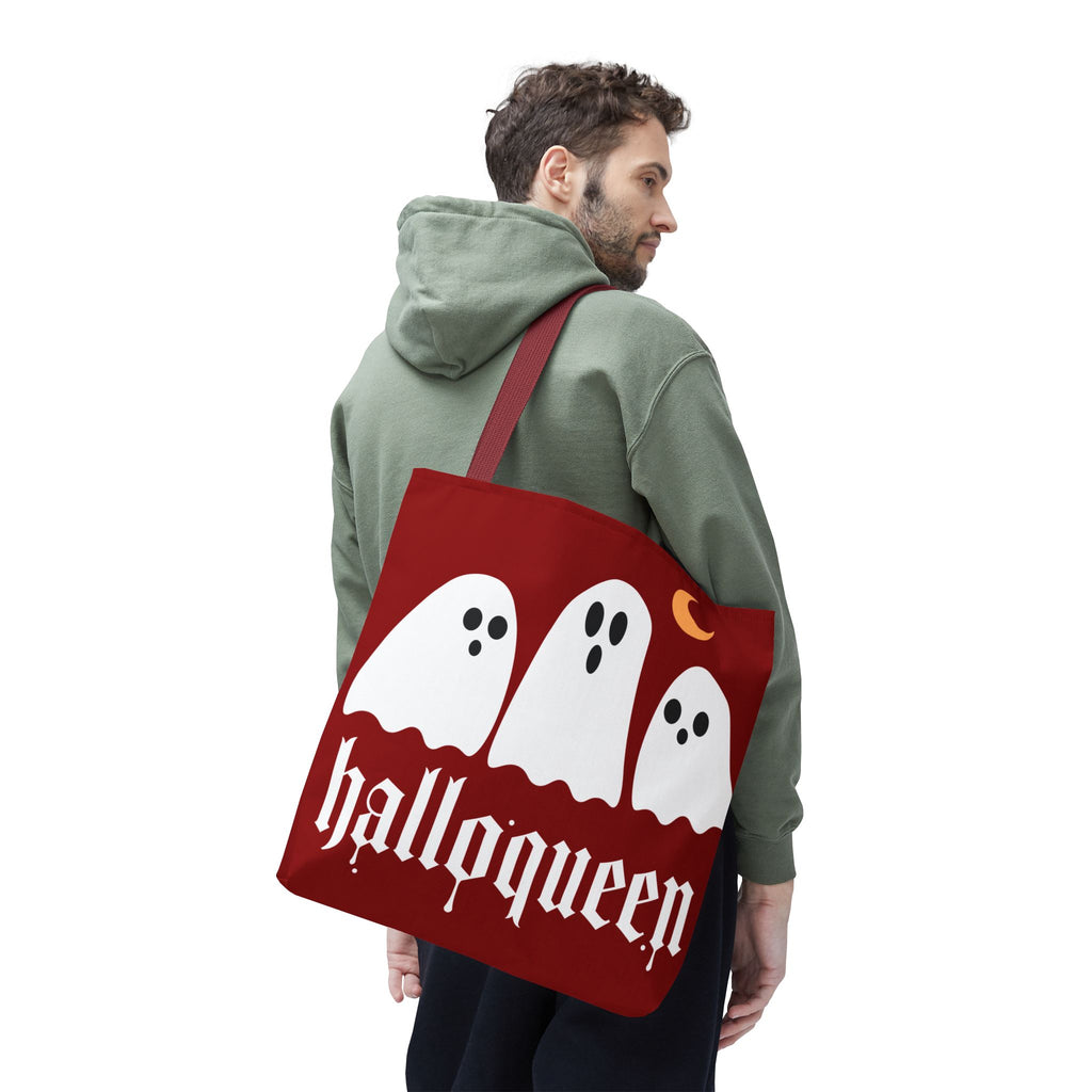 Halloween Tote Bag - "Halloqueen" & "Here for the Boos" Spooky Season All-Over Print