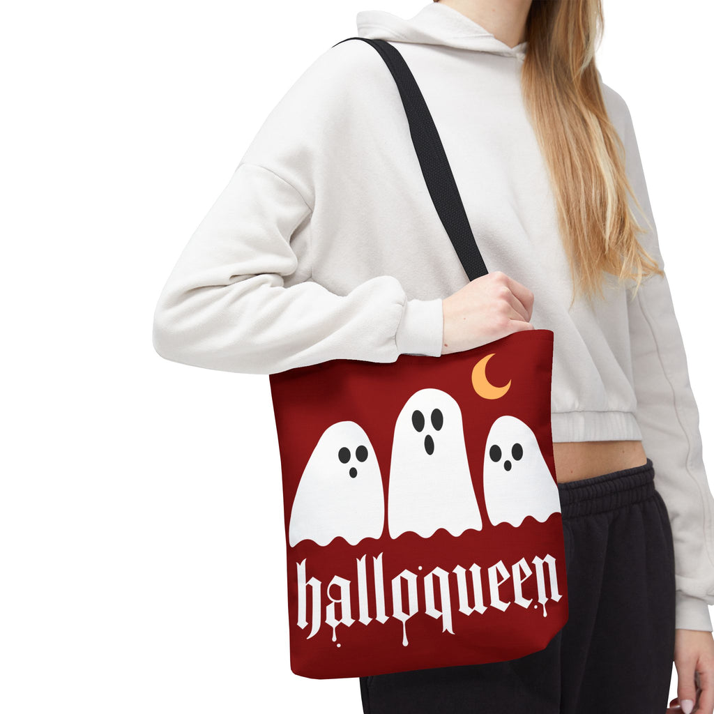 Halloween Tote Bag - "Halloqueen" & "Here for the Boos" Spooky Season All-Over Print