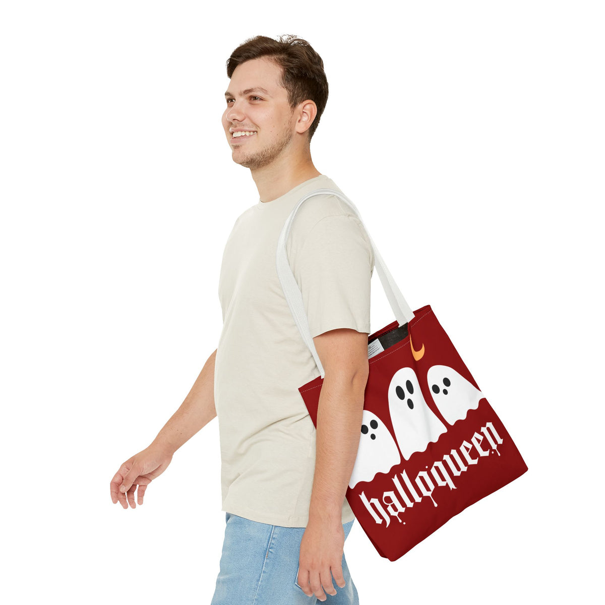 Halloween Tote Bag - "Halloqueen" & "Here for the Boos" Spooky Season All-Over Print
