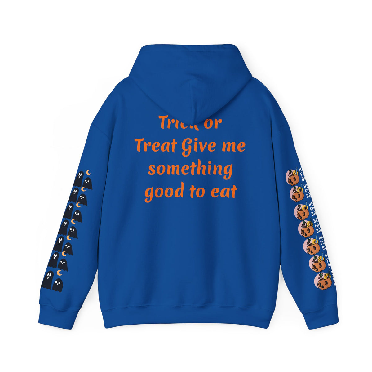 Copy of Halloween Hoodie — "Happy Halloween" & "Trick or Treat Give Me Something Good to Eat" Pumpkin & Ghost Sleeve Sweatshirt