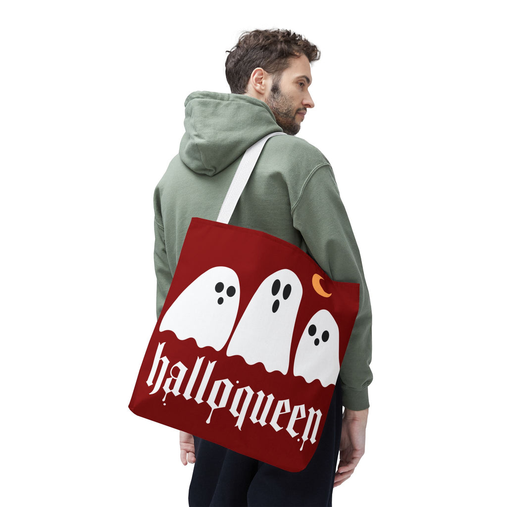 Halloween Tote Bag - "Halloqueen" & "Here for the Boos" Spooky Season All-Over Print